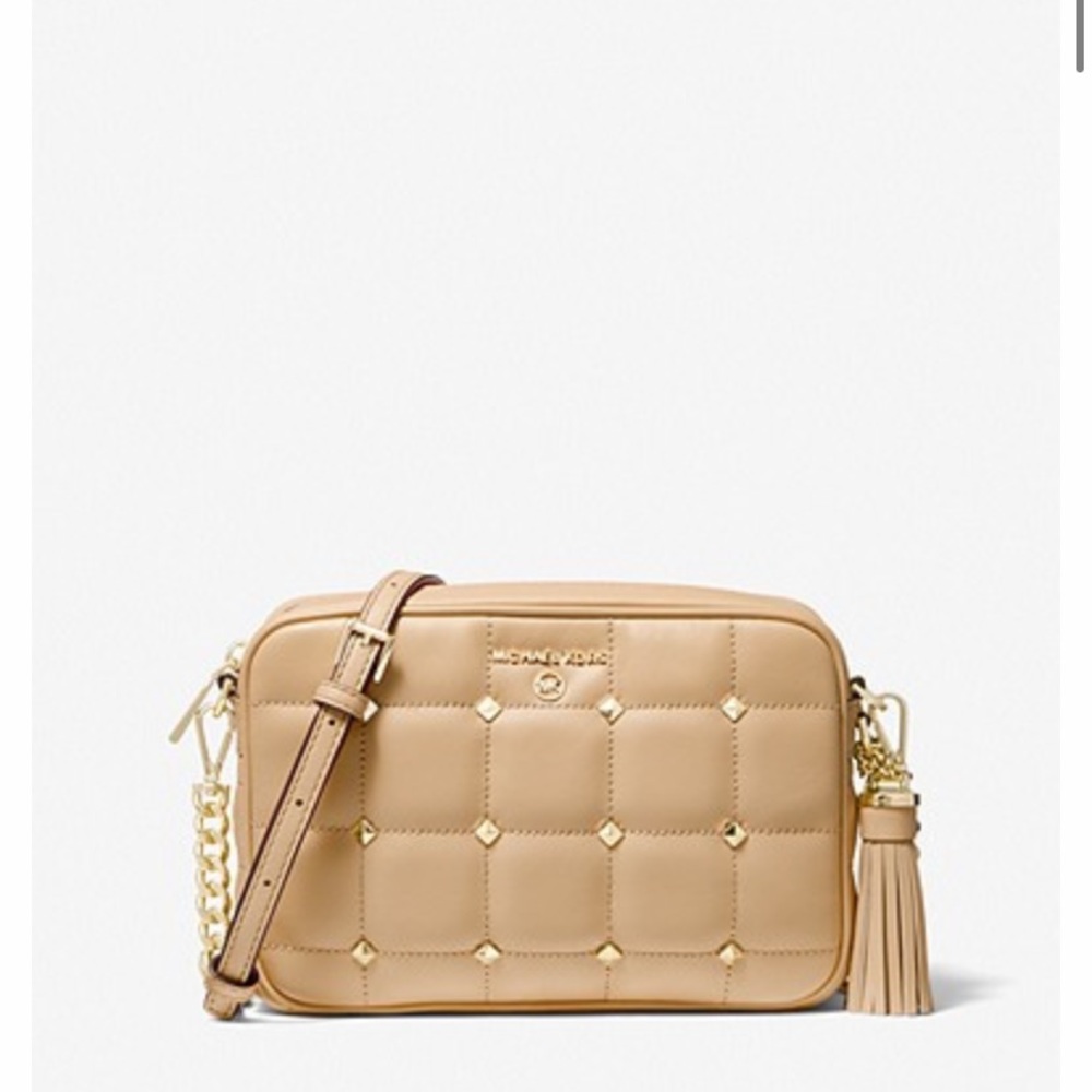 Jet Set Medium Studded Quilted Leather Camera Bag